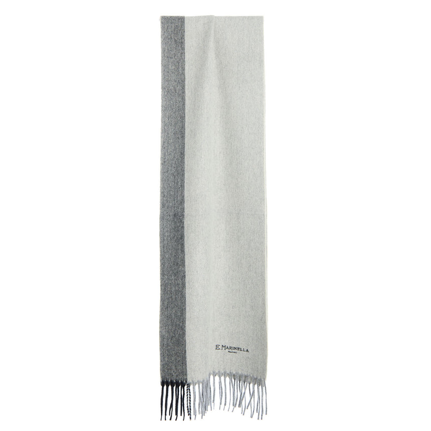 BICOLOR LIGHT GREY WOOL AND CASHMERE SCARF