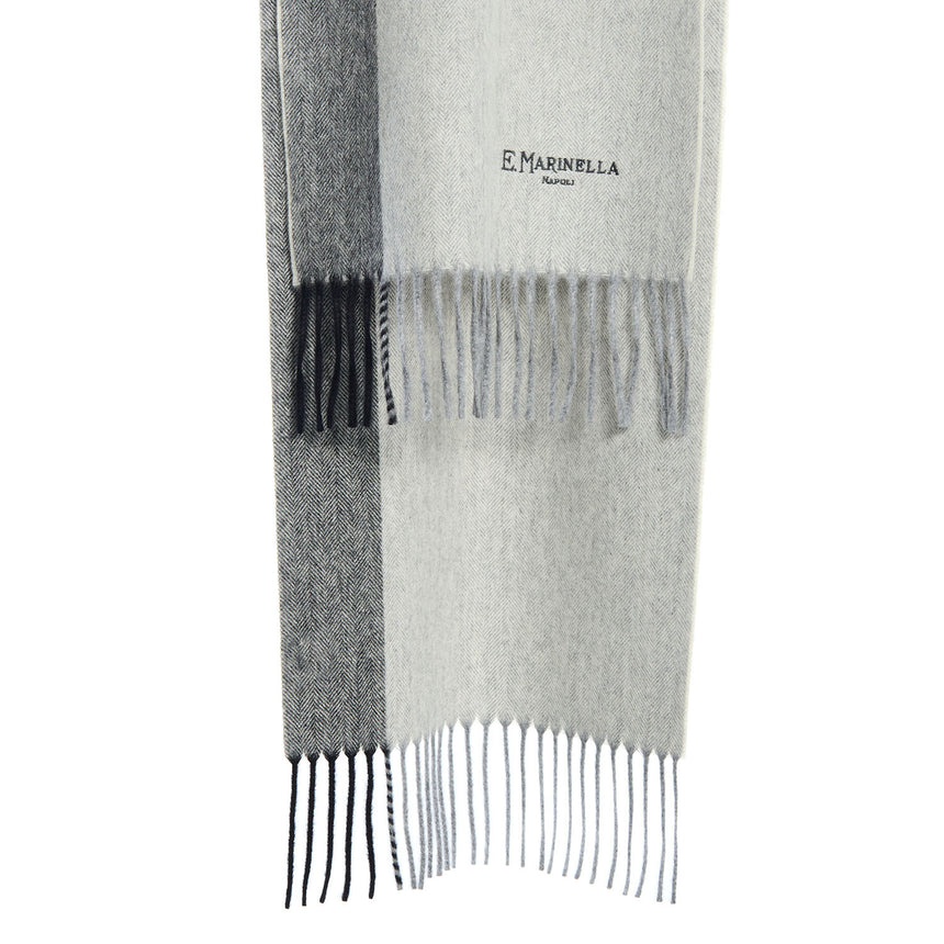 BICOLOR LIGHT GREY WOOL AND CASHMERE SCARF