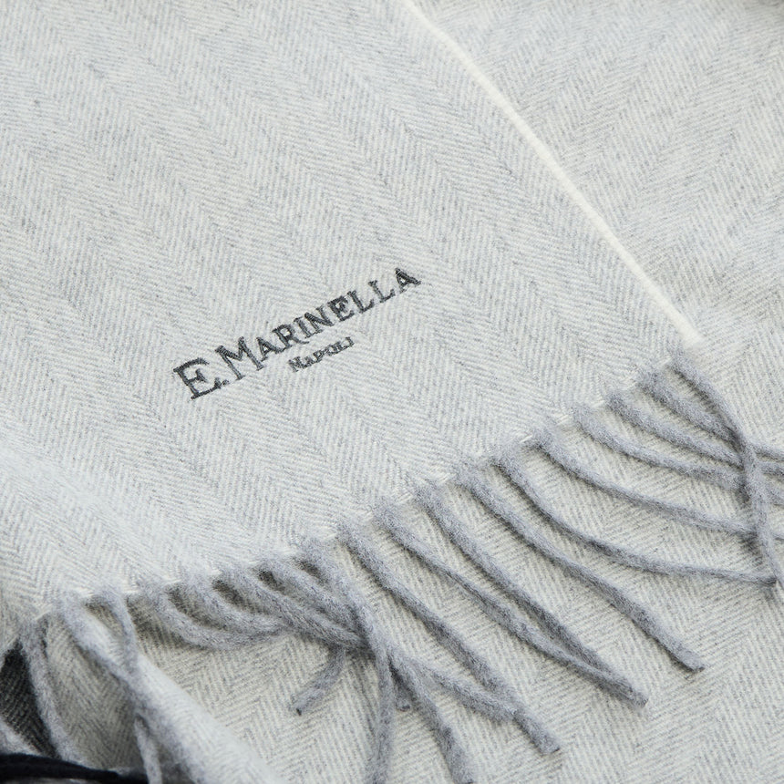 BICOLOR LIGHT GREY WOOL AND CASHMERE SCARF