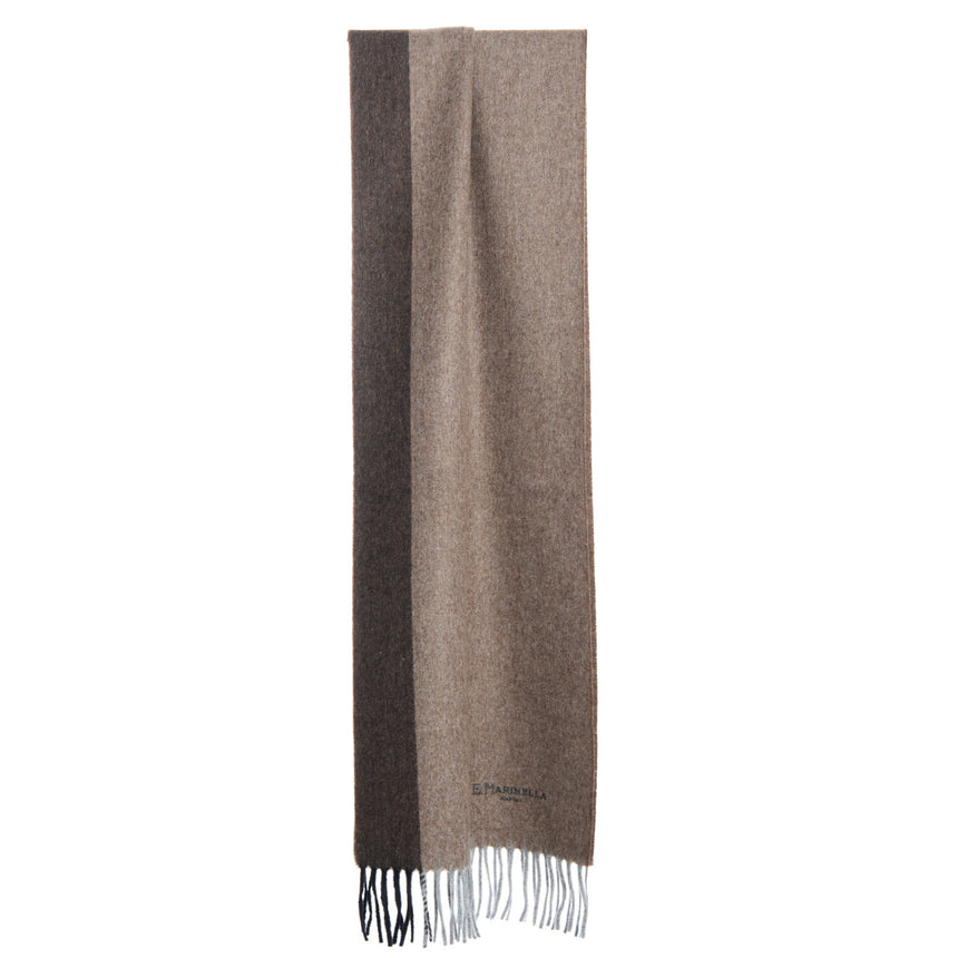BICOLOR BROWN WOOL AND CASHMERE SCARF