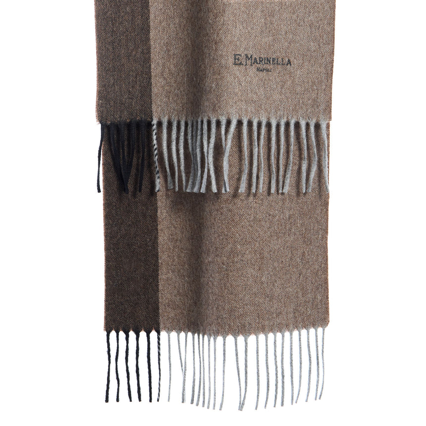 BICOLOR BROWN WOOL AND CASHMERE SCARF