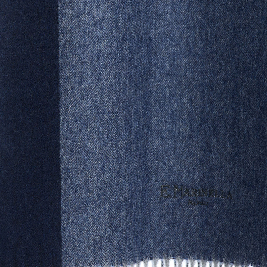 BICOLOR BLUE WOOL AND CASHMERE SCARF