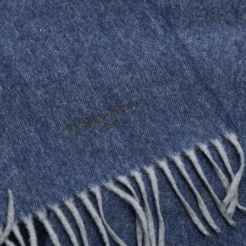 BICOLOR BLUE WOOL AND CASHMERE SCARF