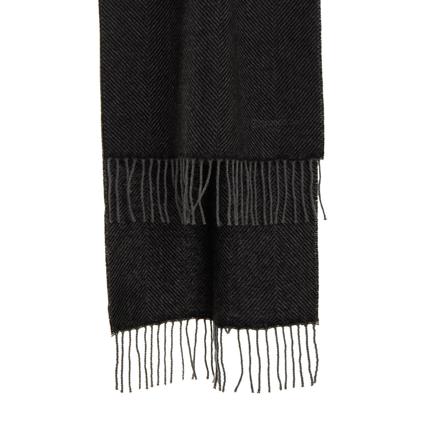 DARK GREY FRINGED SCARF