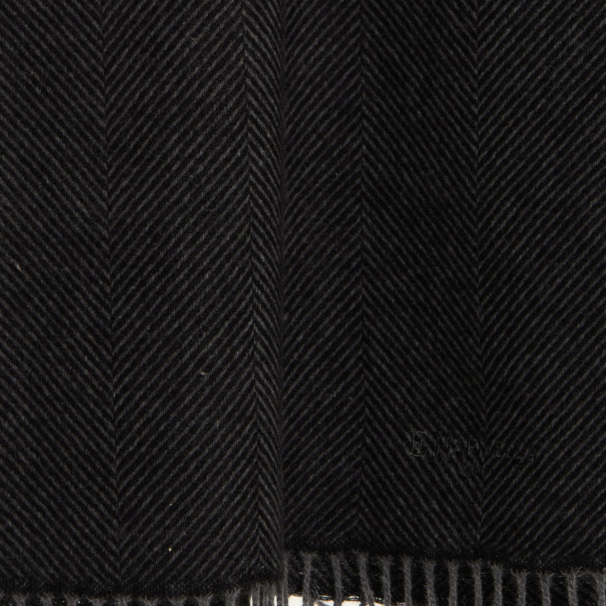 DARK GREY FRINGED SCARF