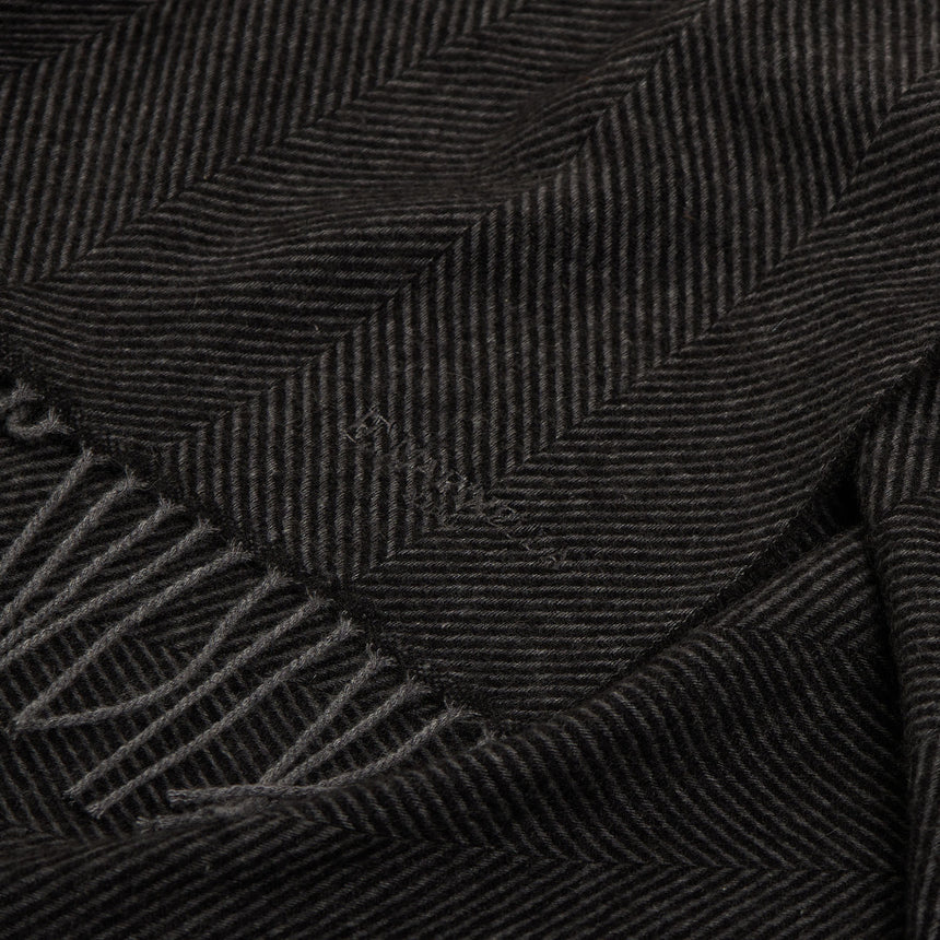 DARK GREY FRINGED SCARF