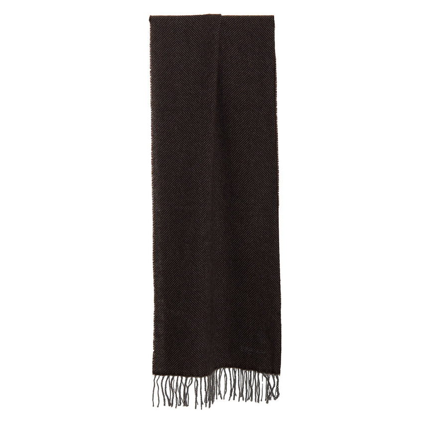 DARK BROWN FRINGED SCARF
