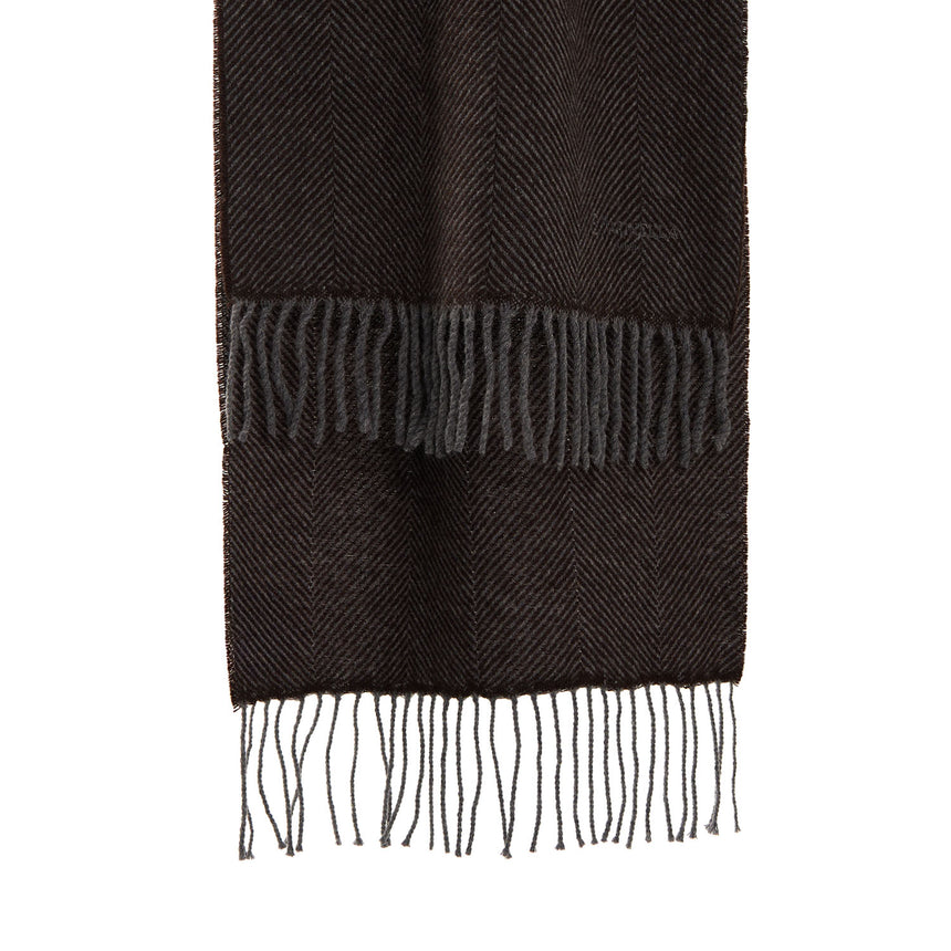 DARK BROWN FRINGED SCARF