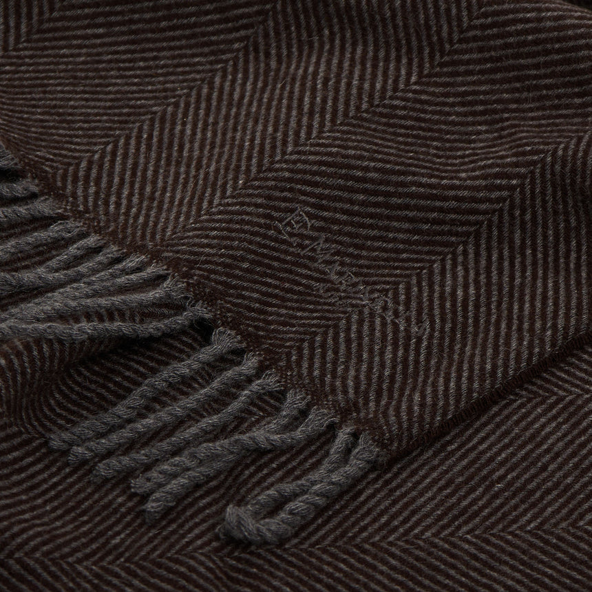 DARK BROWN FRINGED SCARF