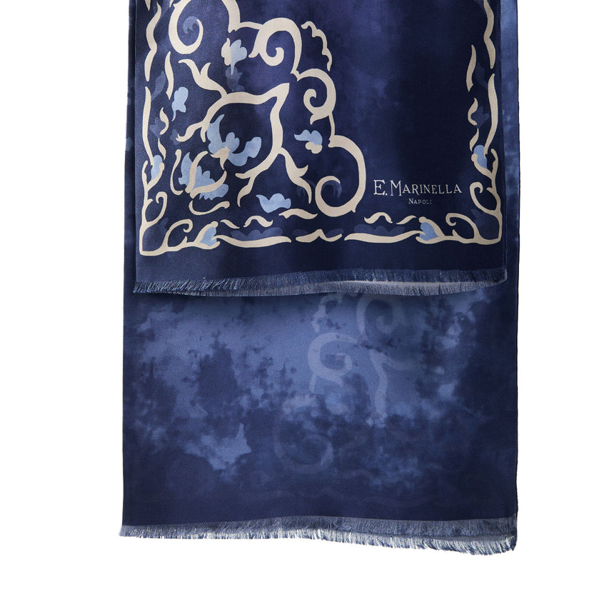 SCIARPA TUBOLARE BLU SCURO IN SETA TWILL