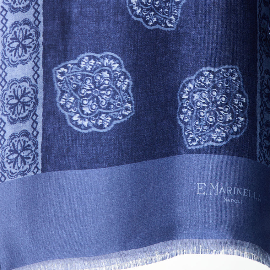 SCIARPA TUBOLARE BLU IN SETA TWILL