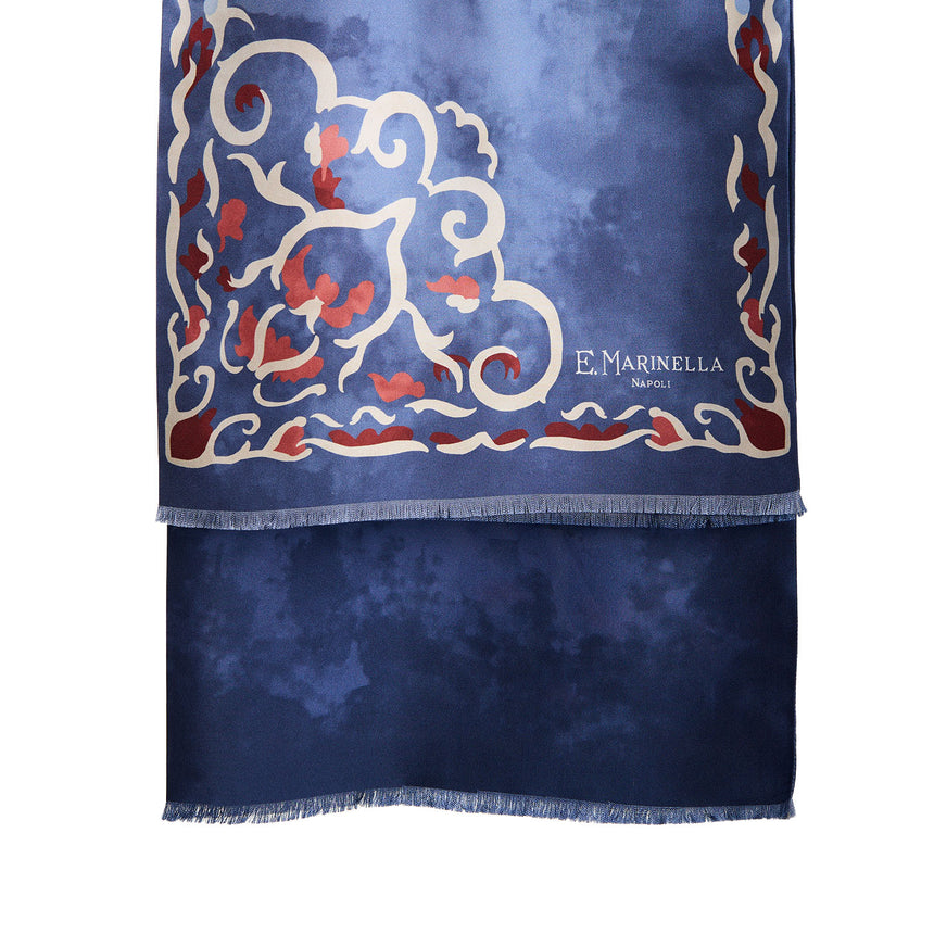 SCIARPA TUBOLARE BLU IN SETA TWILL