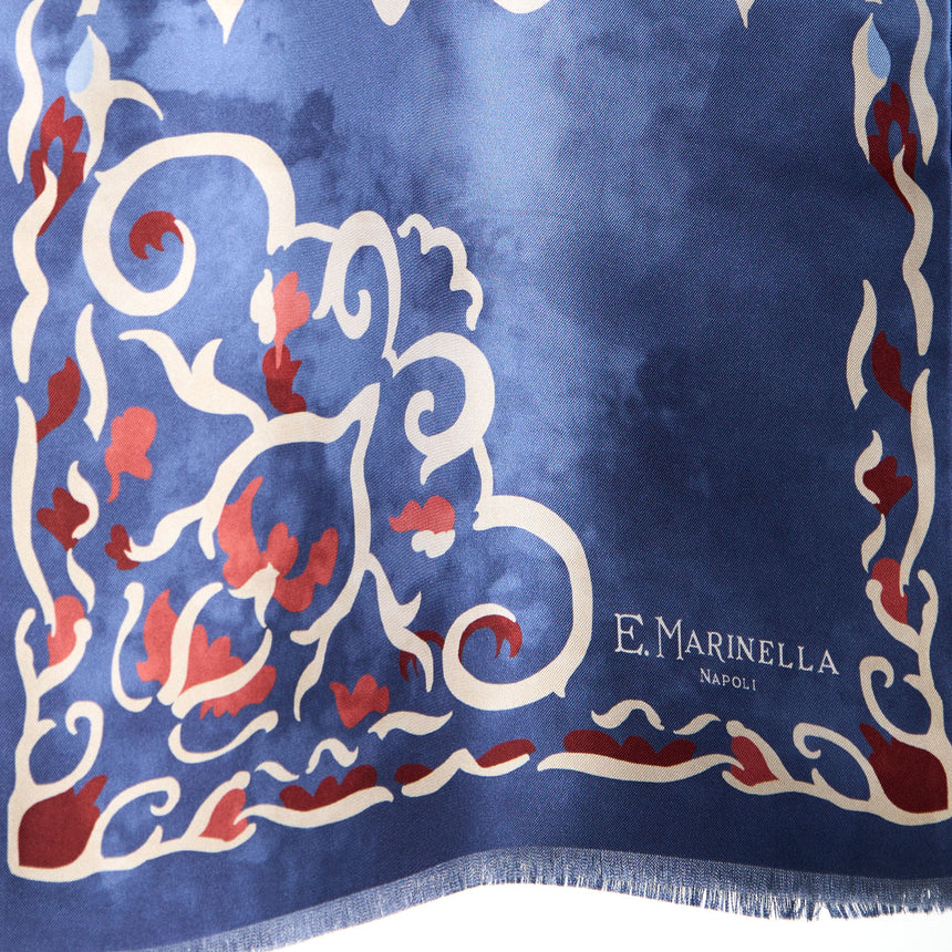 SCIARPA TUBOLARE BLU IN SETA TWILL