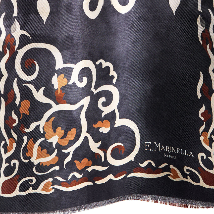 SCIARPA TUBOLARE GRIGIO SCURO IN SETA TWILL