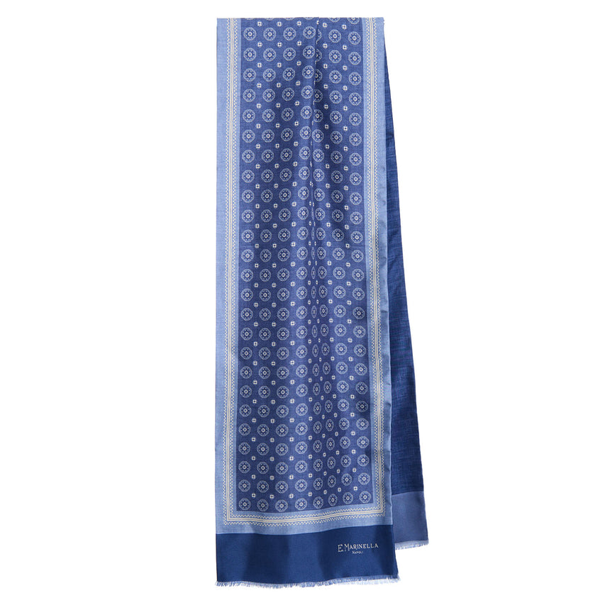 SCIARPA TUBOLARE BLU IN SETA TWILL