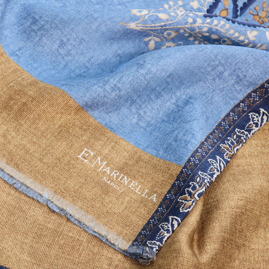 SCIARPA TUBOLARE AZZURRA IN SETA TWILL
