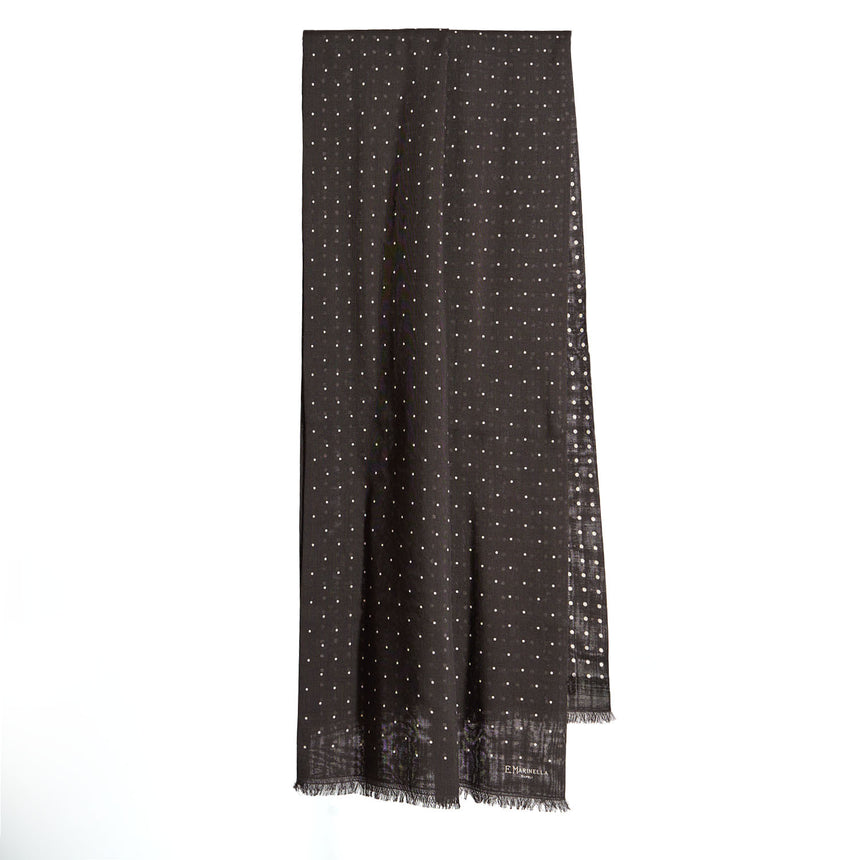 DARK BROWN WOOL AND SILK SCARF