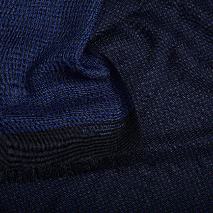 DARK BLUE WOOL AND SILK SCARF