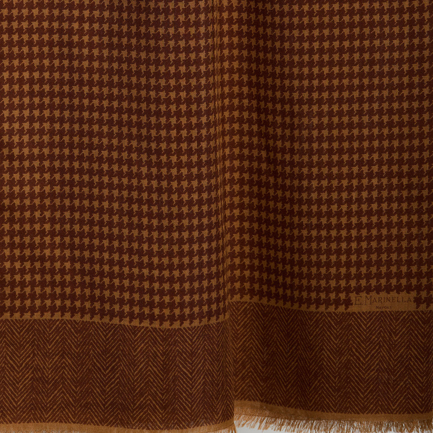 LIGHT BROWN WOOL AND SILK SCARF