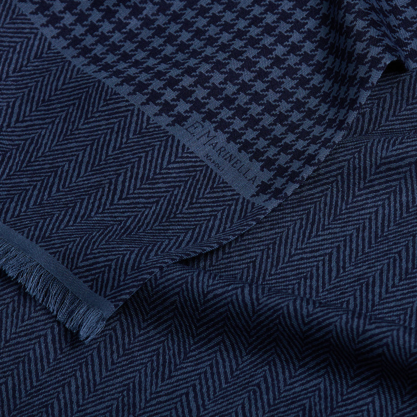 DARK BLUE WOOL AND SILK SCARF