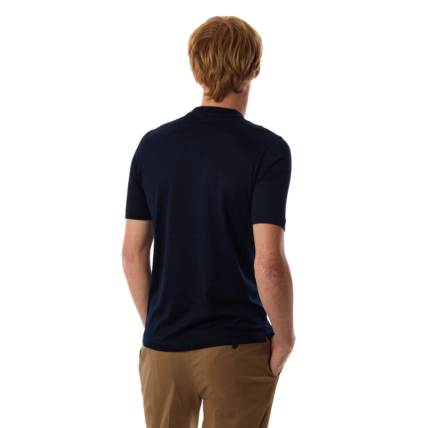 DARK BLUE SILK T-SHIRT