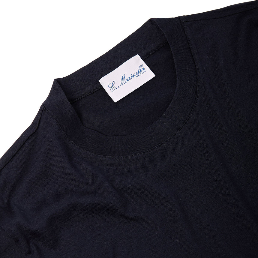 DARK BLUE SILK T-SHIRT
