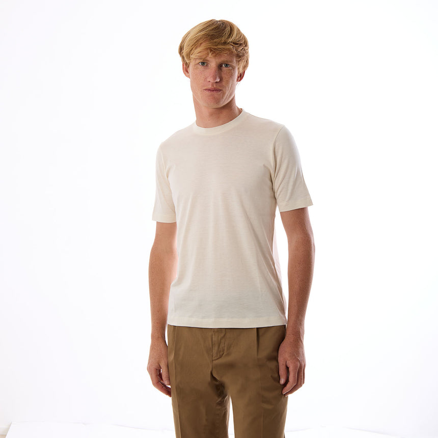 BEIGE SILK T-SHIRT