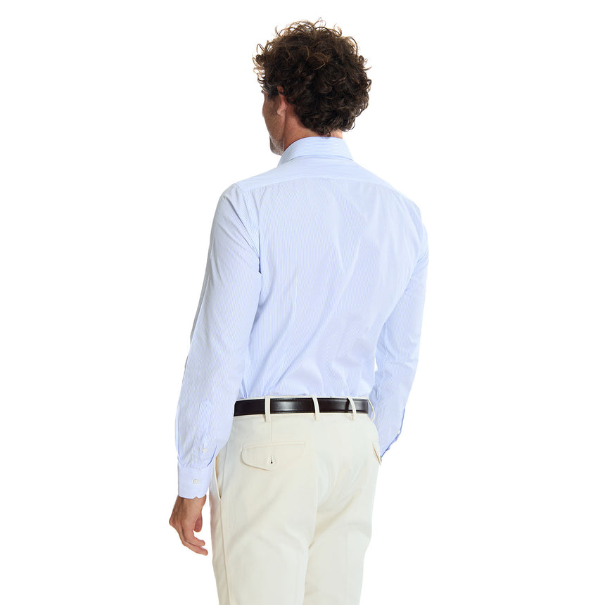 CAMICIA CLASSICA A RIGHE BIANCO E AZZURRO SLIM