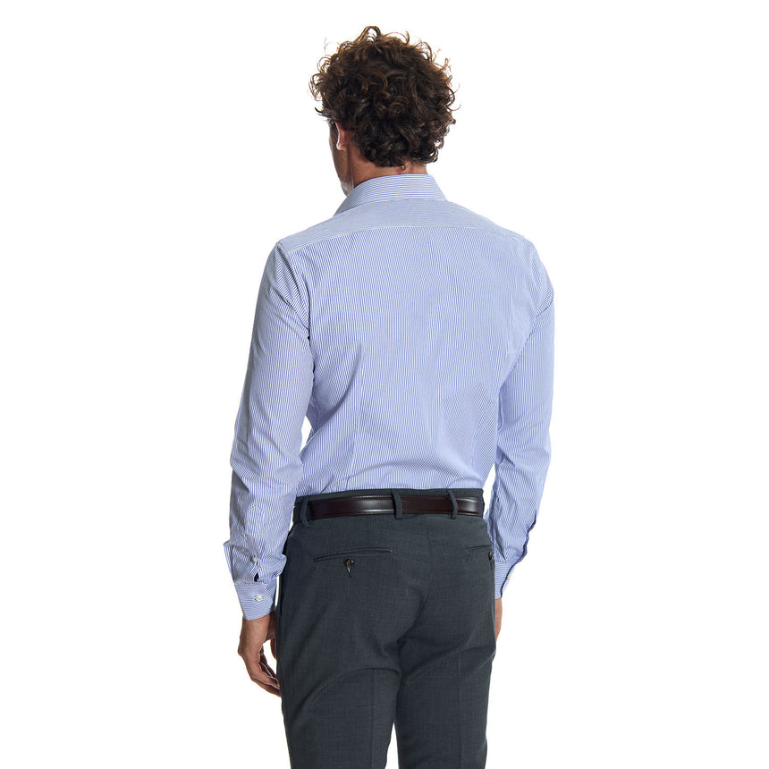 CAMICIA CLASSICA A RIGHE BIANCO E BLU SLIM