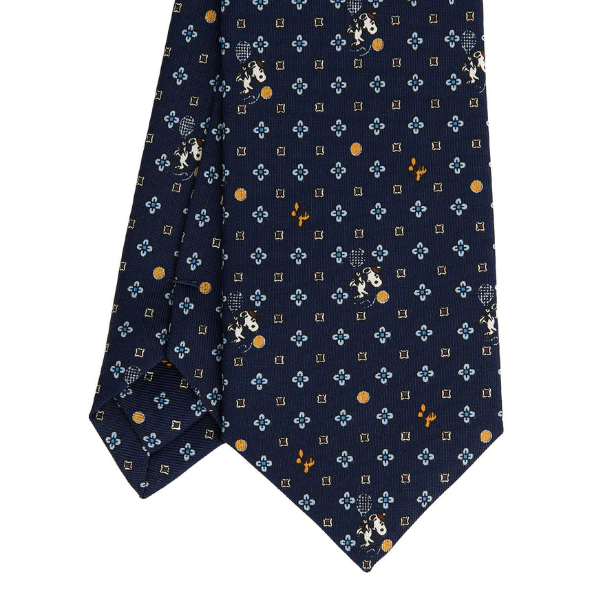 DARK BLUE SARTORIAL PRINTED SILK TIE