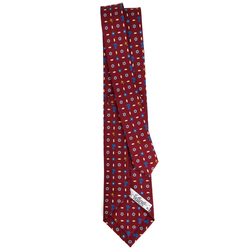 BURGUNDY SARTORIAL PRINTED SILK TIE