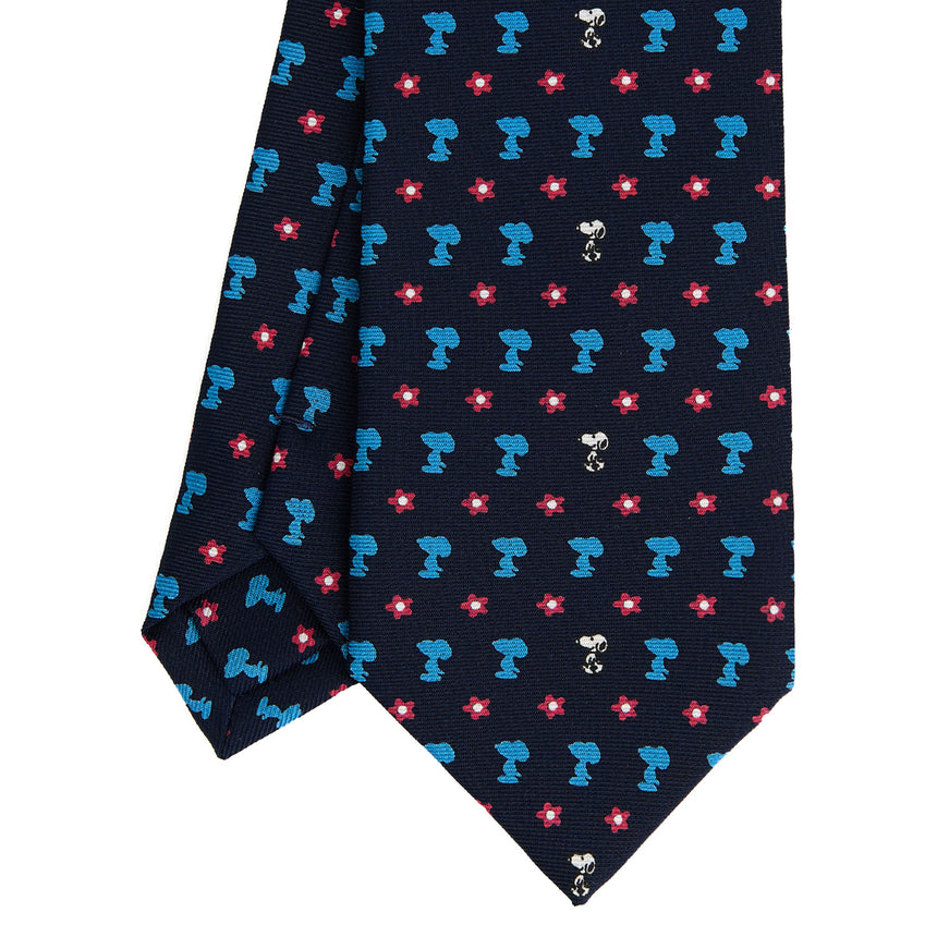 DARK BLUE SARTORIAL PRINTED SILK TIE