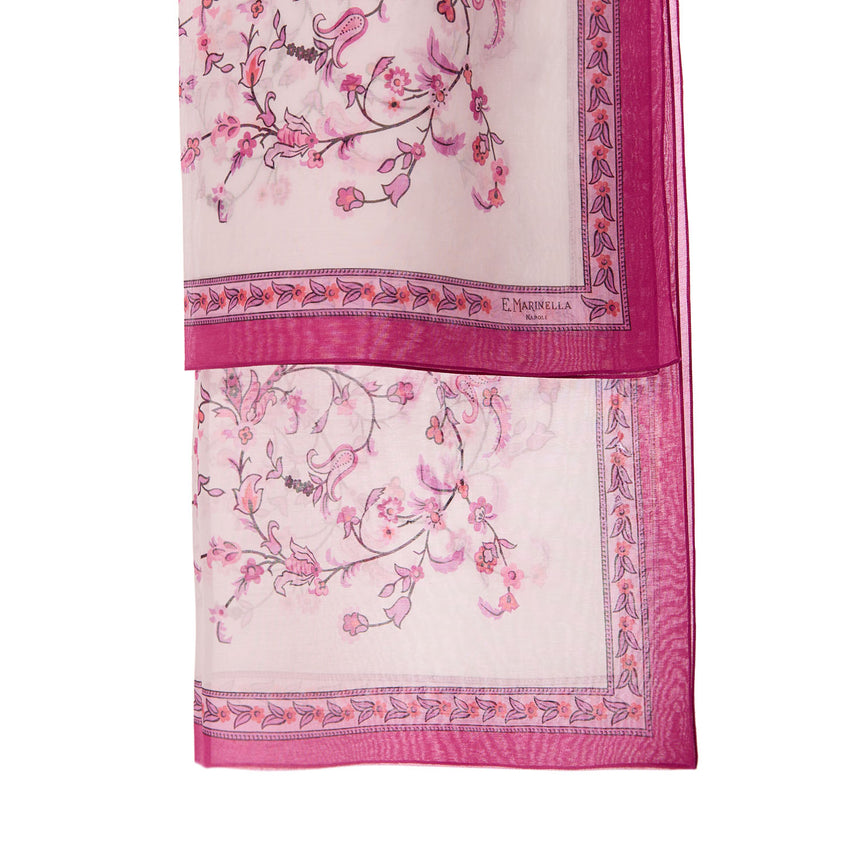 FUCHSIA STOLE IN COTTON VOILE AND SILK