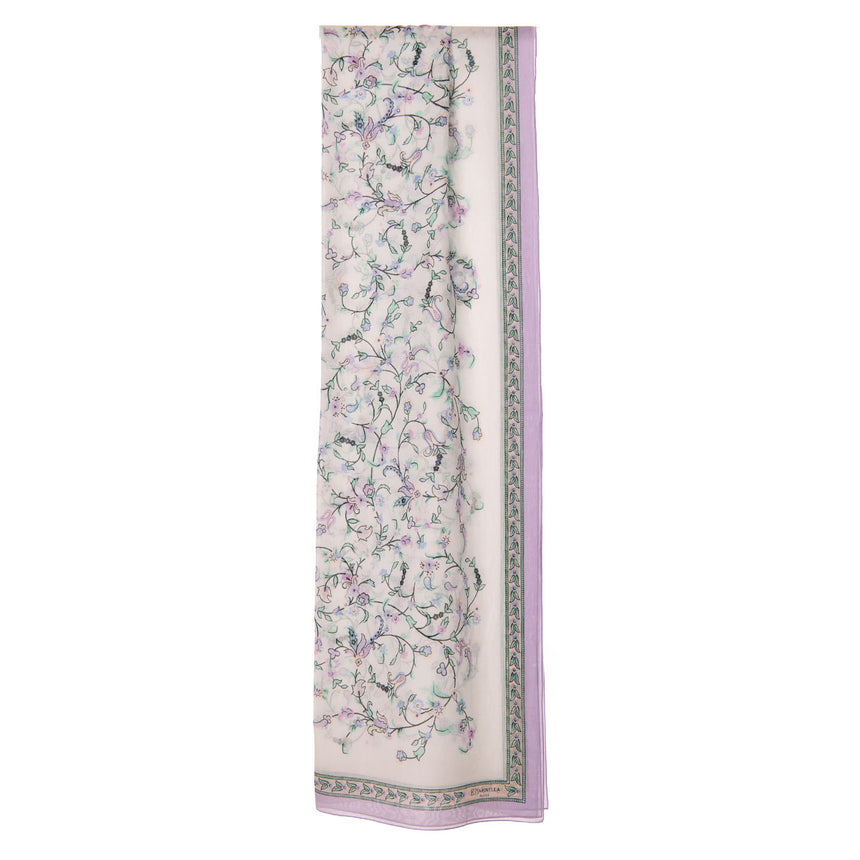 LILAC STOLE IN COTTON VOILE AND SILK