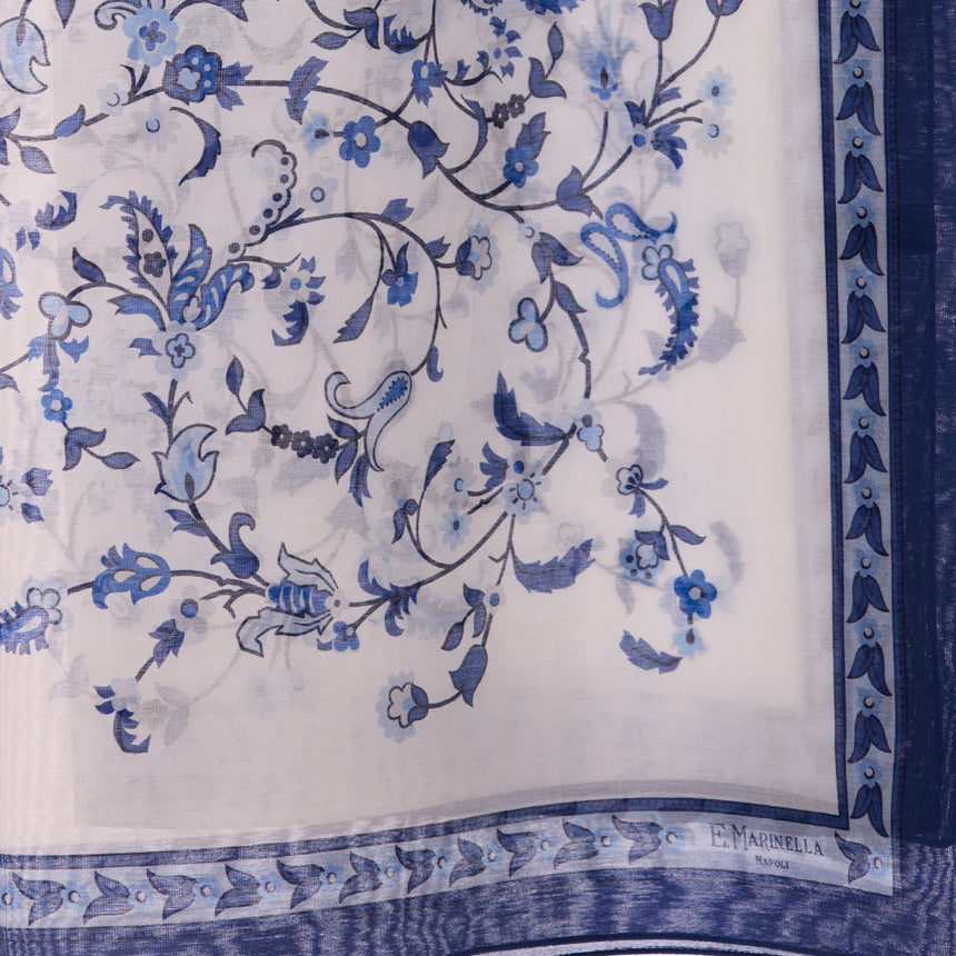BLUE STOLE IN COTTON VOILE AND SILK