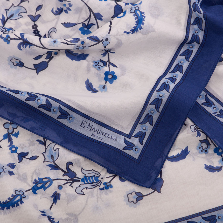 BLUE STOLE IN COTTON VOILE AND SILK