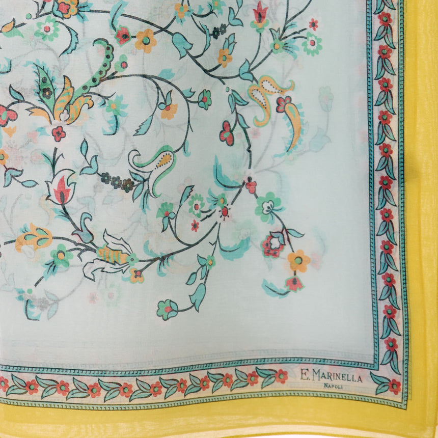 YELLOW STOLE IN COTTON VOILE AND SILK