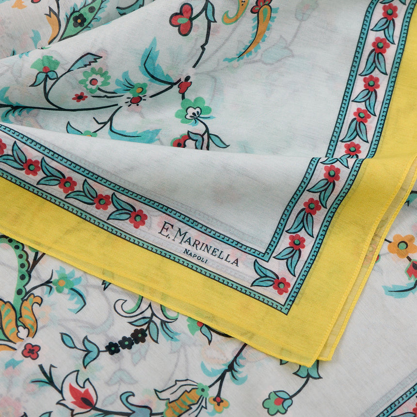 YELLOW STOLE IN COTTON VOILE AND SILK