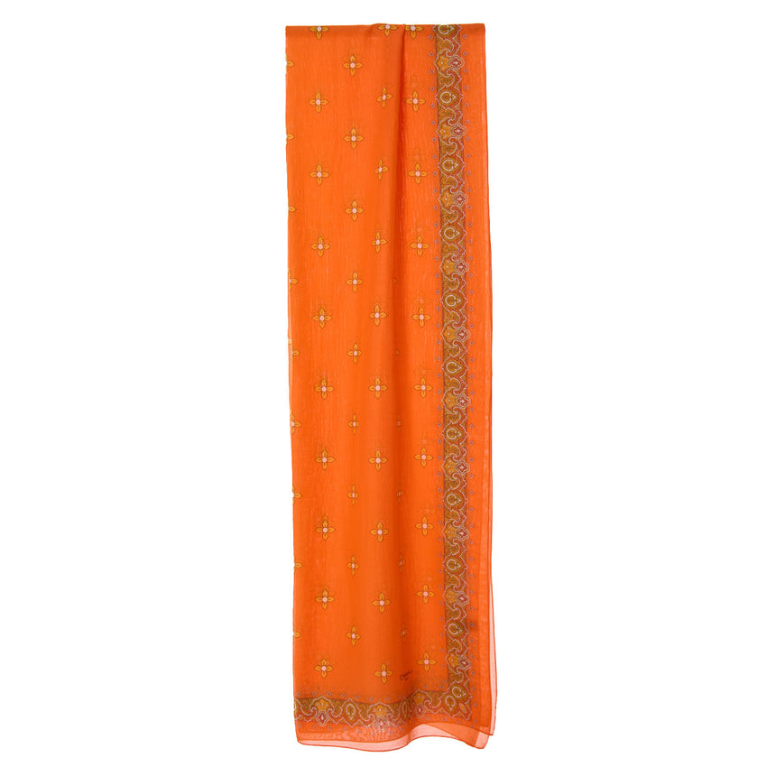 ORANGE STOLE IN COTTON VOILE AND SILK