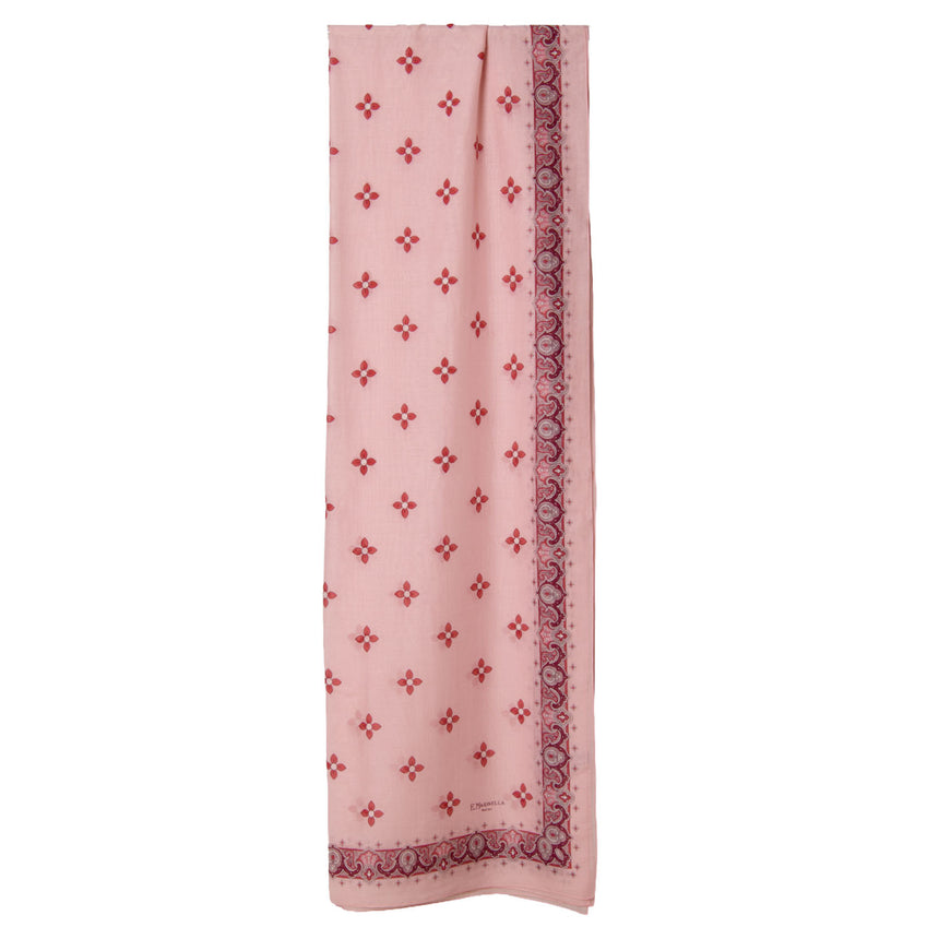 PINK STOLE IN COTTON VOILE AND SILK