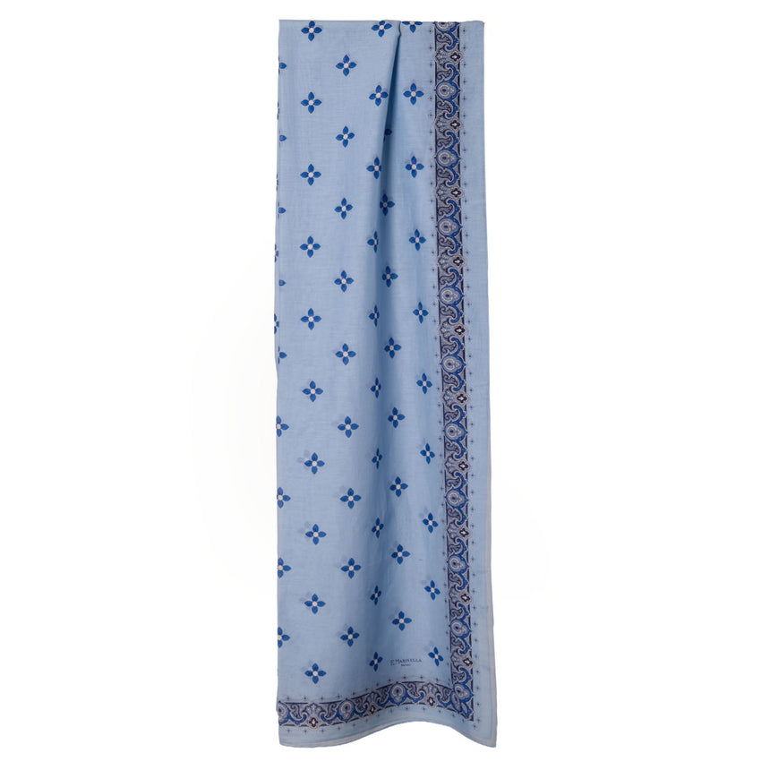 LIGHT BLUE STOLE IN COTTON VOILE AND SILK