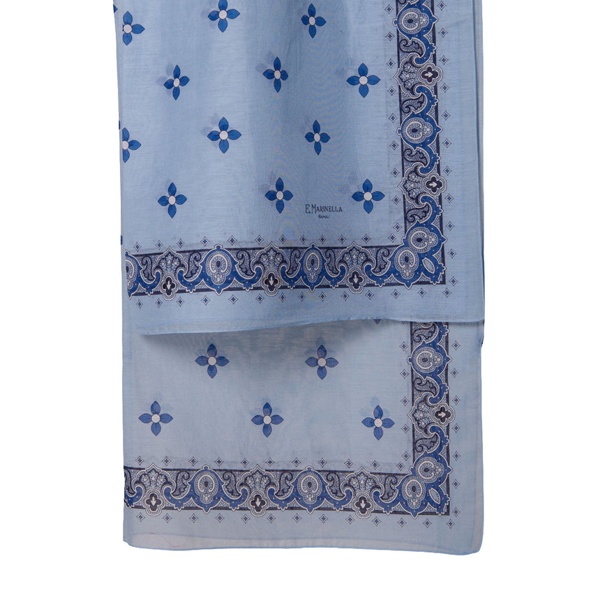 LIGHT BLUE STOLE IN COTTON VOILE AND SILK