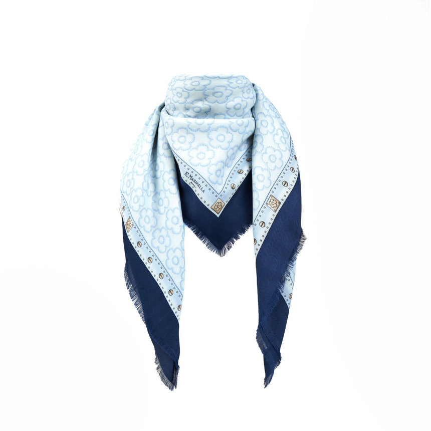 BLUE STOLE 115 IN WOOL, SILK AND CASHMERE