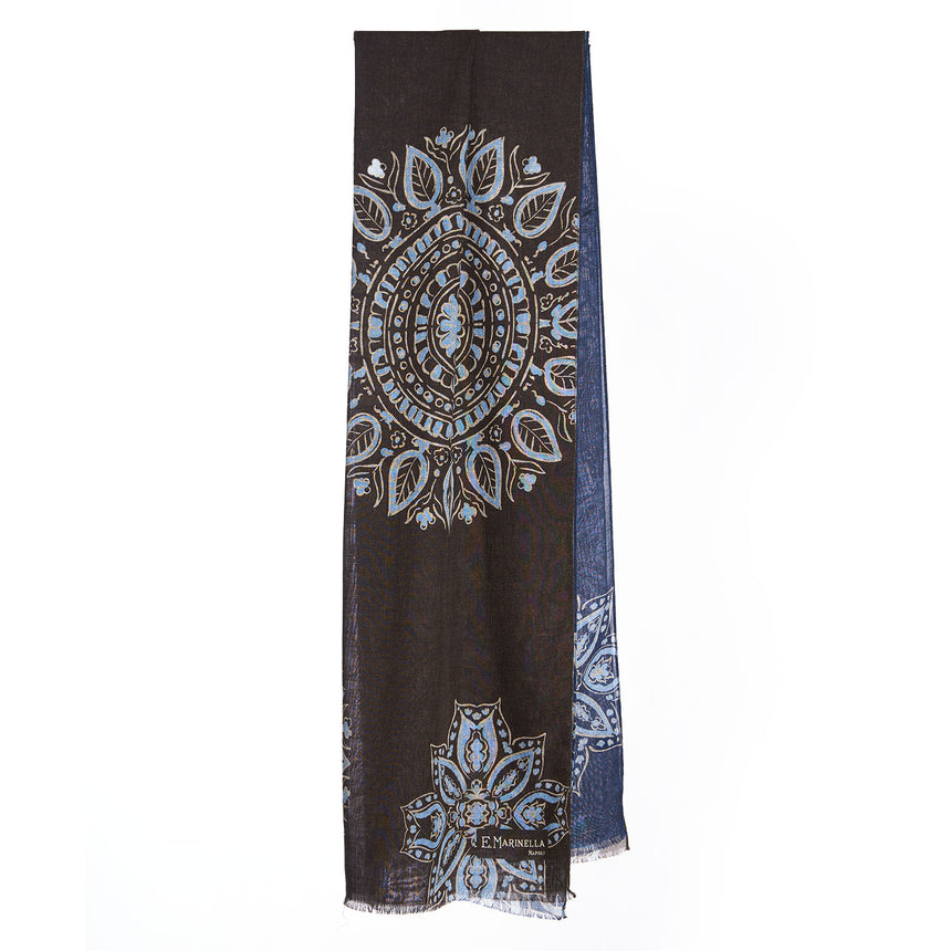 STOLA MARRONE IN LANA, SETA E CASHMERE