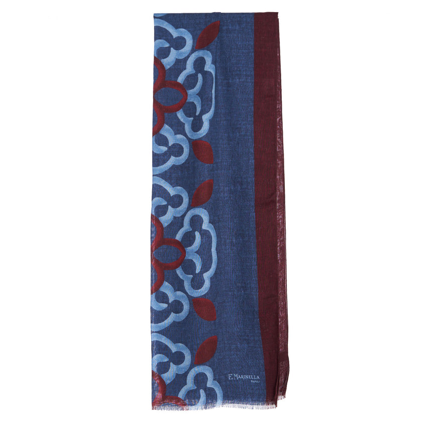 BLUE WOOL, SILK AND CASHMERE STOLE