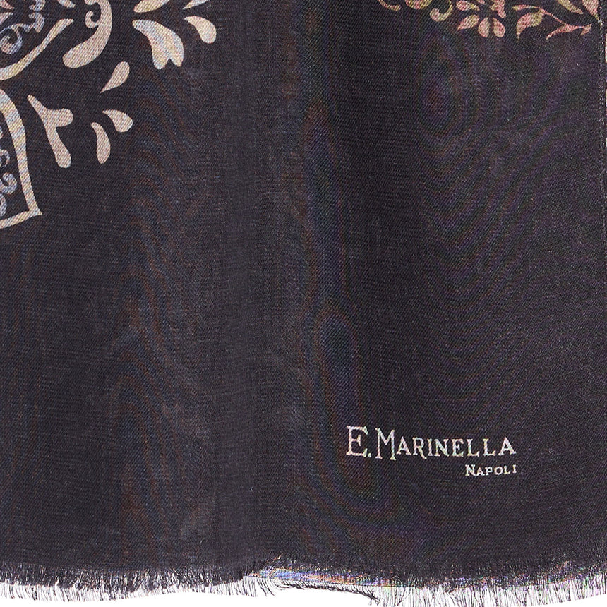 DARK BROWN WOOL, SILK AND CASHMERE STOLE