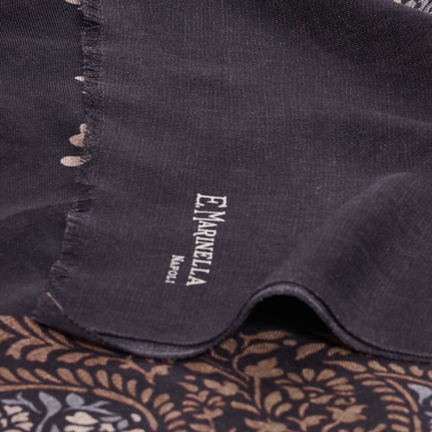 DARK BROWN WOOL, SILK AND CASHMERE STOLE