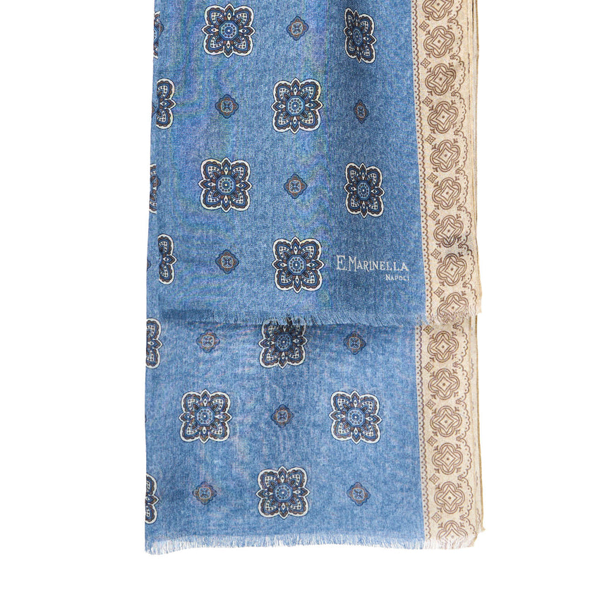 STOLA AZZURRA IN LANA, SETA E CASHMERE