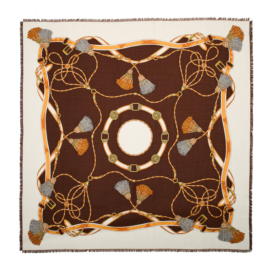 BROWN STOLE 115 IN WOOL, SILK AND CASHMERE