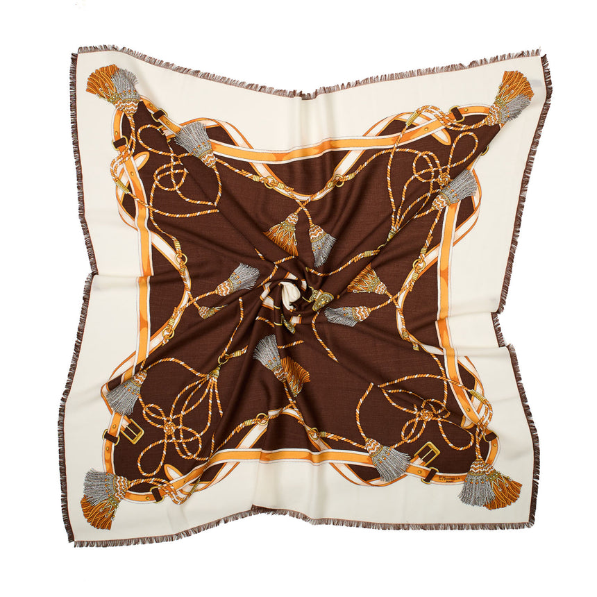 BROWN STOLE 115 IN WOOL, SILK AND CASHMERE